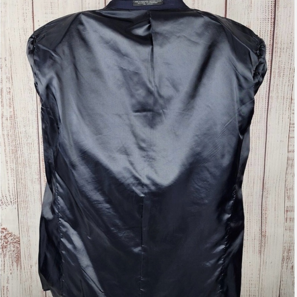 Albert Nipon Suit Mens 46r Navy 3 Button Wool Col… - image 5